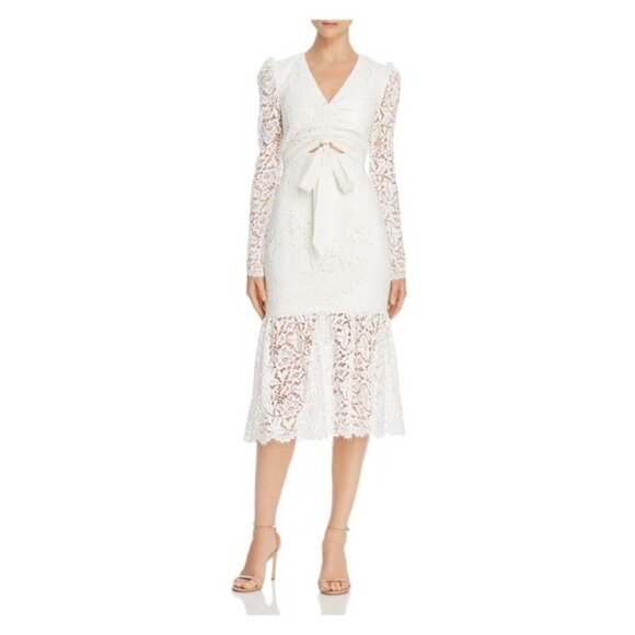 NWOT REBECCA VALLANCE White Lace dress sleeves Size 10 - Picture 1 of 9